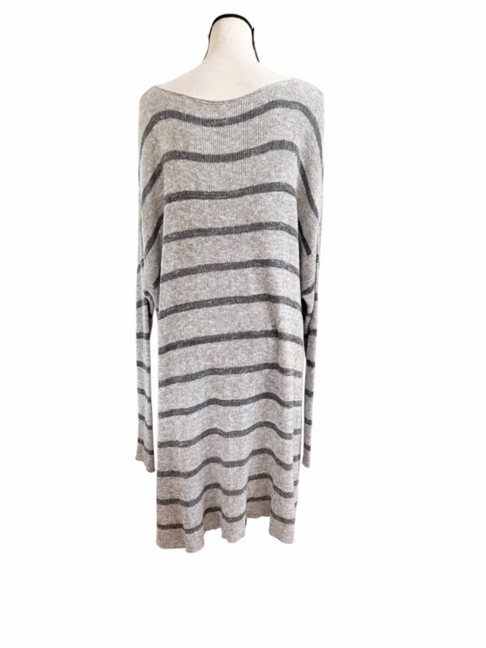 Free People gray striped oversized tunic sweater